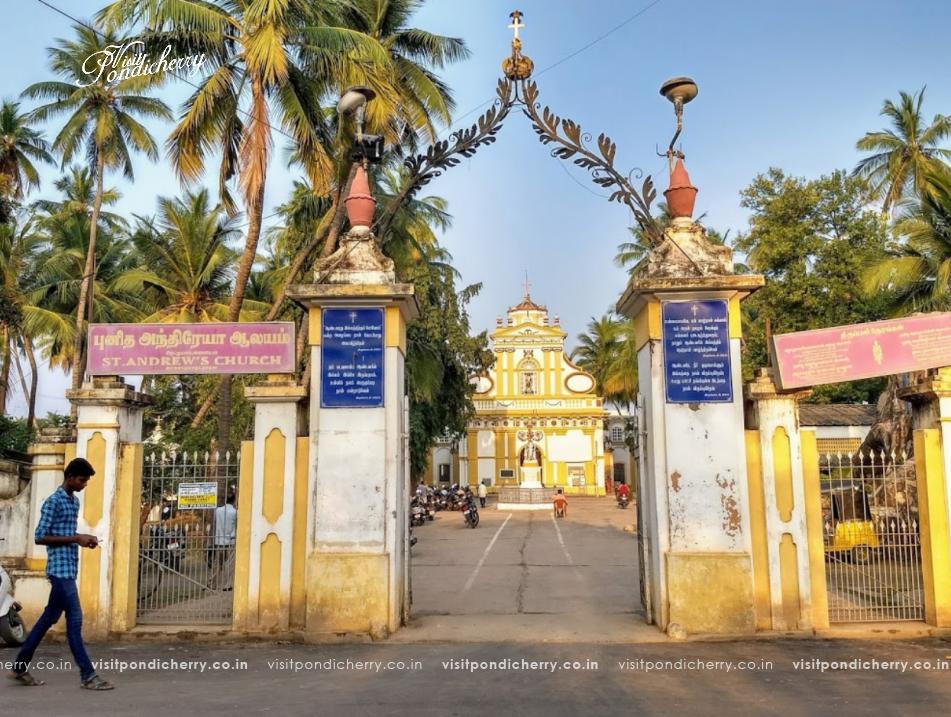 Saint Andrew’s Church Pondicherry is a peaceful historic church in Reddiyarpalayam known for its calm atmosphere and colonial architecture.