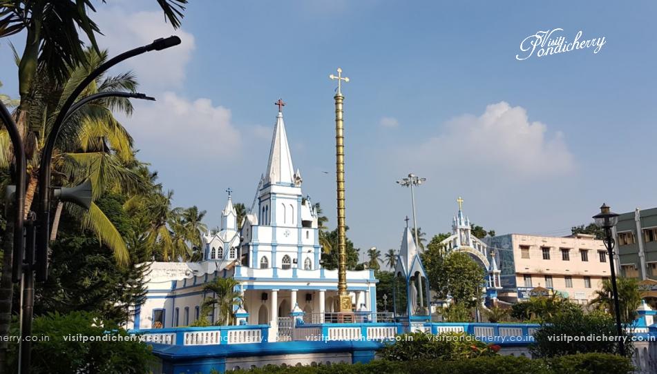Lady of Lourdes Shrine Villianur Pondicherry church with holy pond